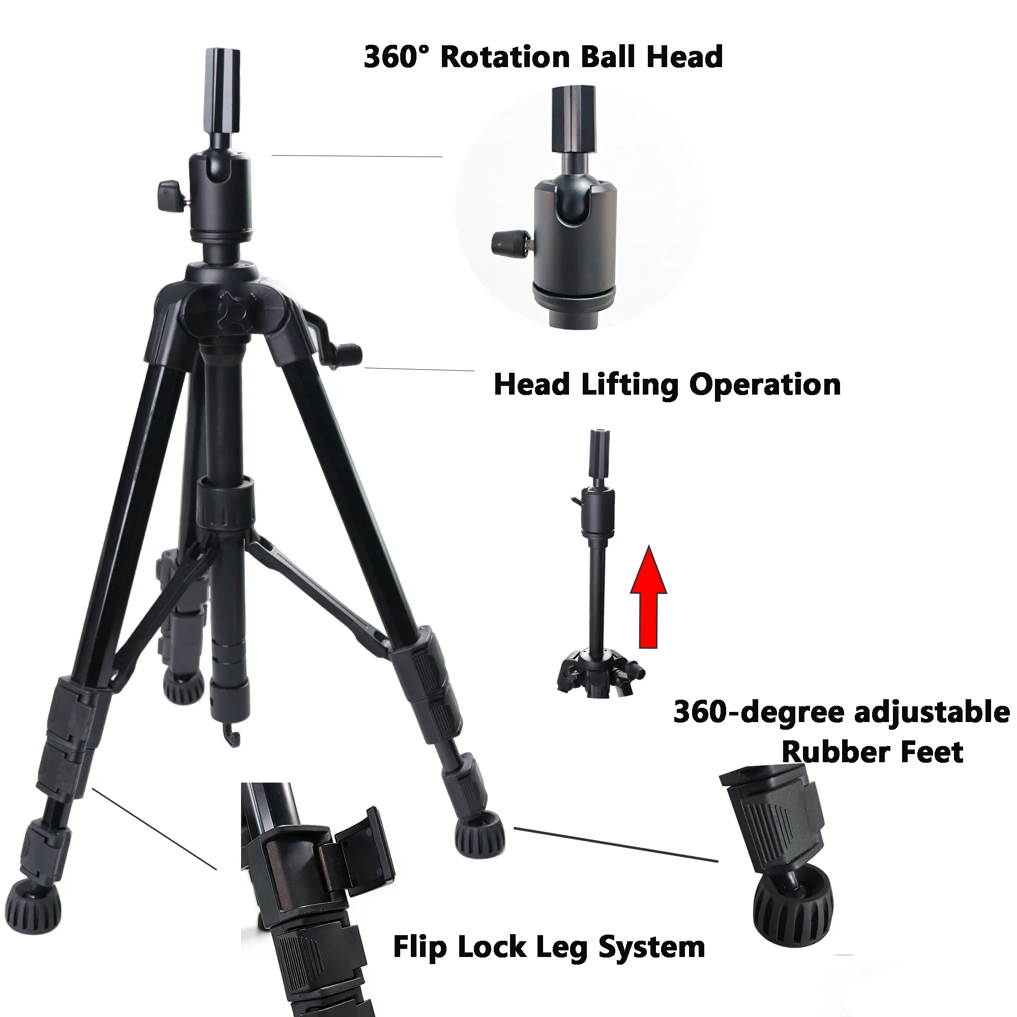 高度可调铝合金耐用高脚三脚架假发制作三脚架假发训练人体模型头