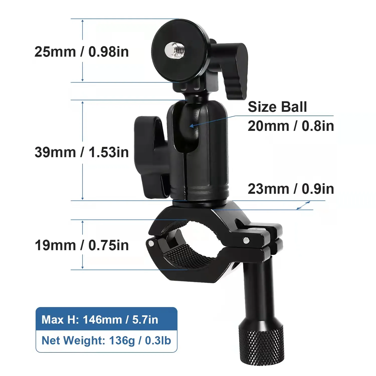 用于GoPro/DJI/Inasta运动相机手机自行车夹摩托车夹具安装夹