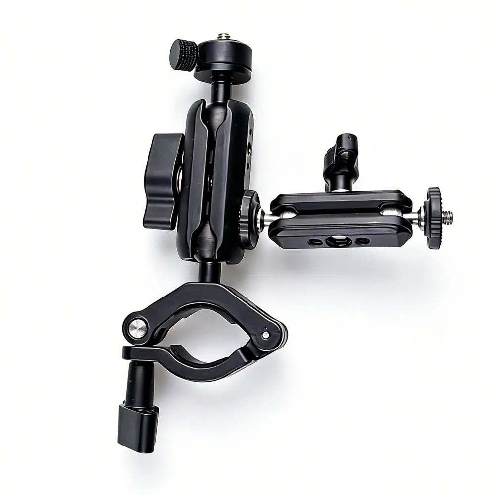 用于DJI/GoPro/ Insta/的360°双球头车夹具适用于自行车/摩托车夹支架