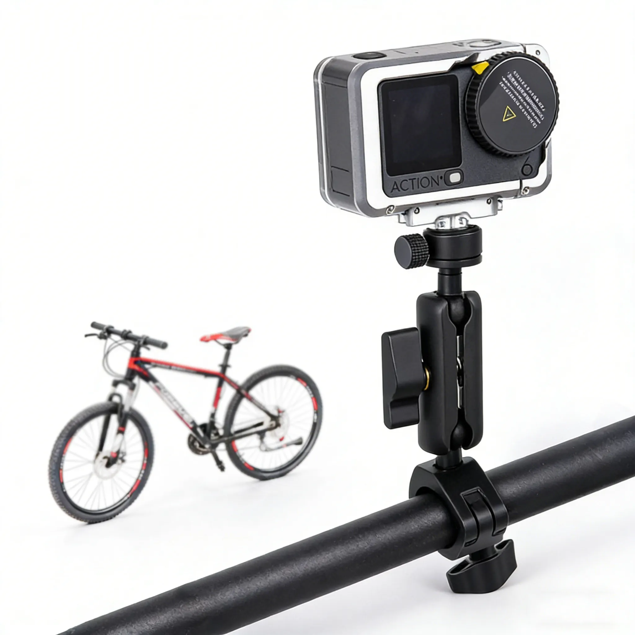 用于DJI/GoPro/ Insta/的360°双球头车夹具适用于自行车/摩托车夹支架