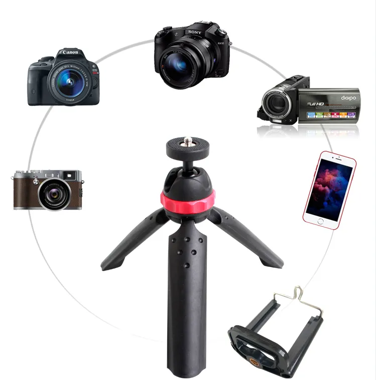 通用迷你相机三脚架，带360°球头Vlog便携式桌面三脚架，适用于DSLR和手机