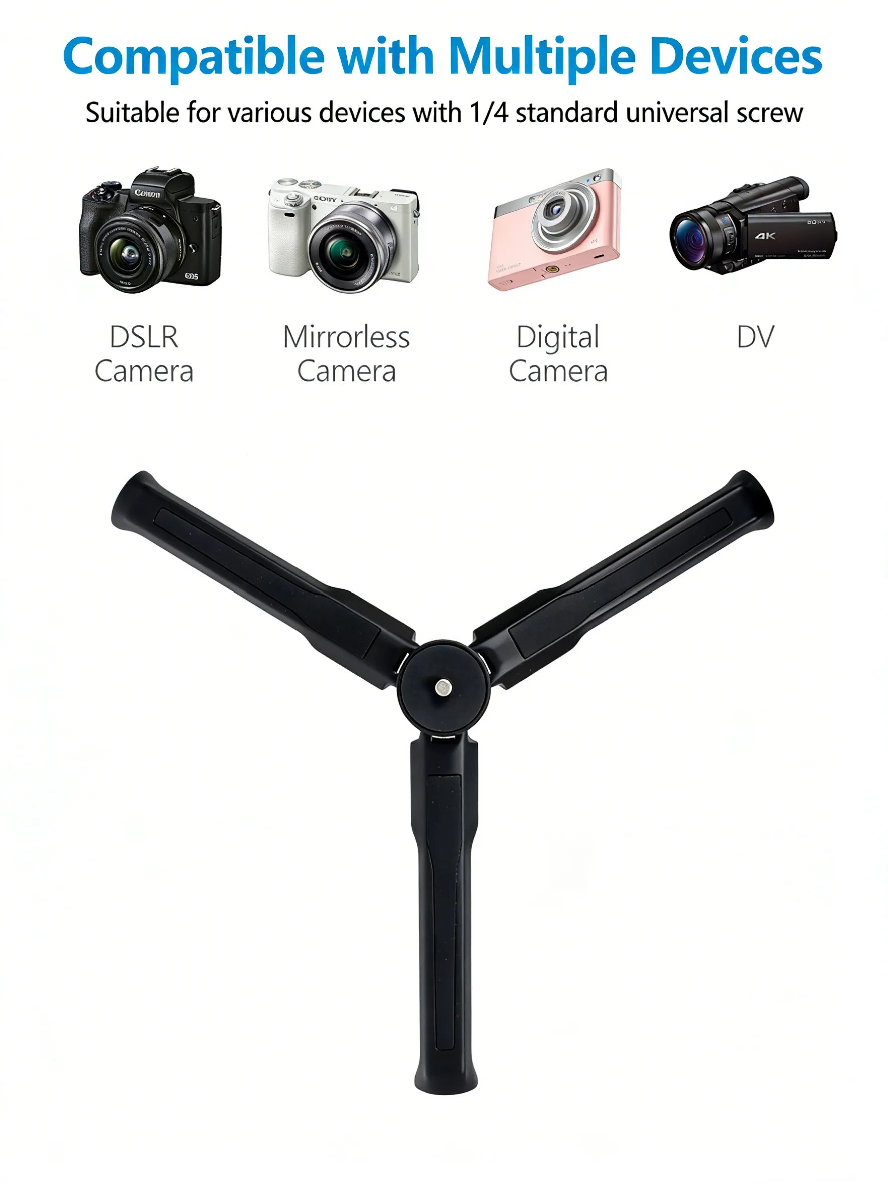金属迷你三脚架桌面紧凑型便携式旅行支架用于DJI Osmo Pocket 3 Action 5/6 Pro Camera